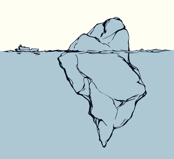 Okyanustaki buzdağı. Vektör çizimi — Stok Vektör