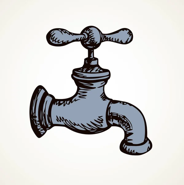 Schizzo del rubinetto dell'acqua. Illustrazione vettoriale — Vettoriale Stock