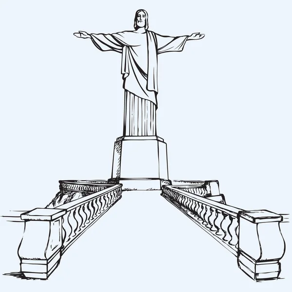 Chrystusa Odkupiciela, Rio de Janeiro, Brazylia. Szkic wektor — Wektor stockowy