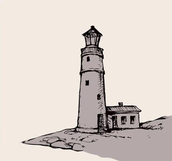 Deniz feneri. Vektör çizim — Stok Vektör