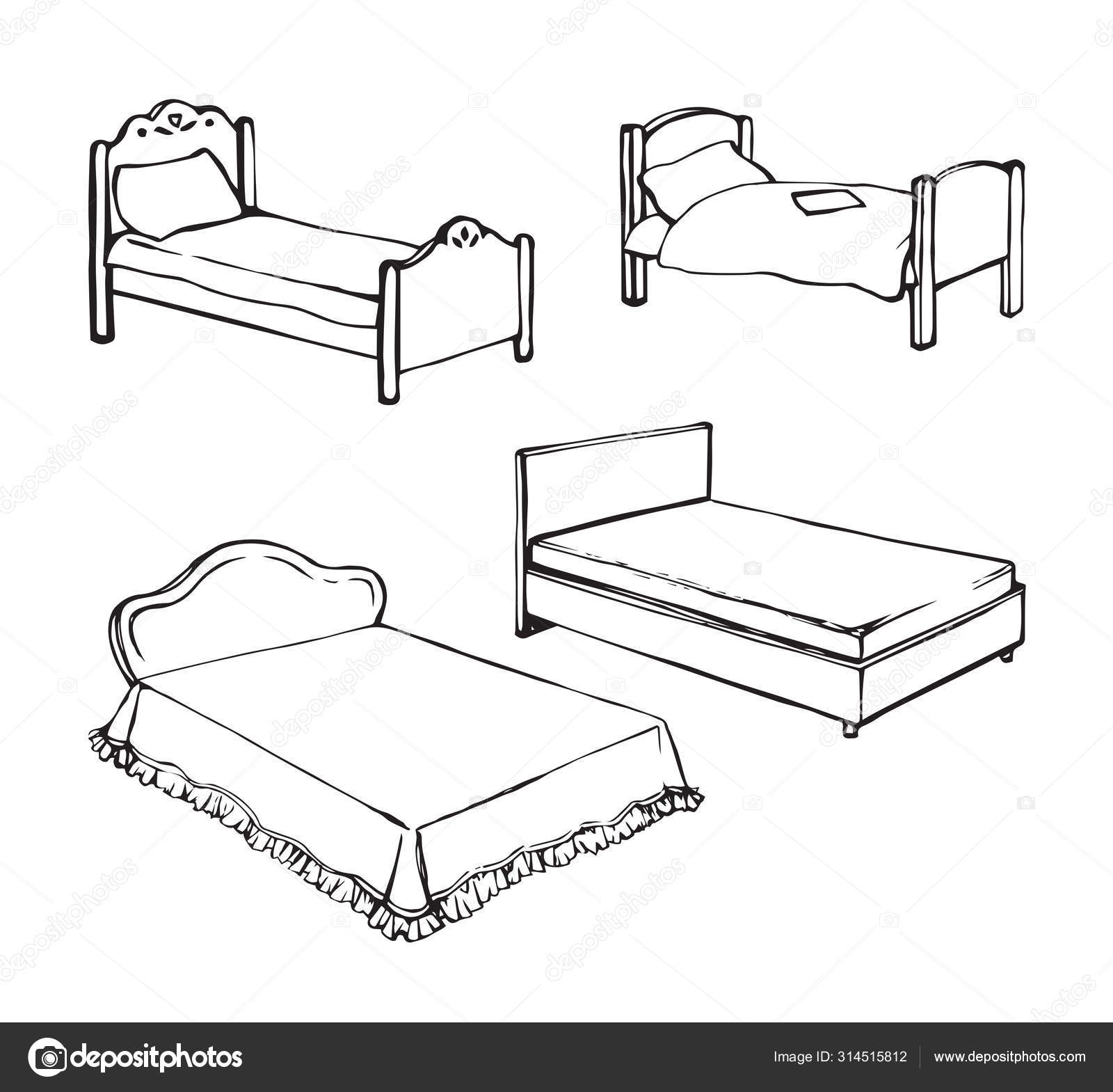 Ágy. Vektoros rajz Stock vektor: ©Marinka 314515812
