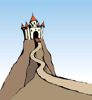 Tepede kale. Vektör çizimi