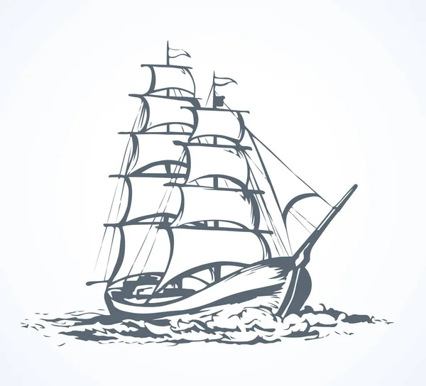 帆船。ベクトル描画 — ストックベクタ