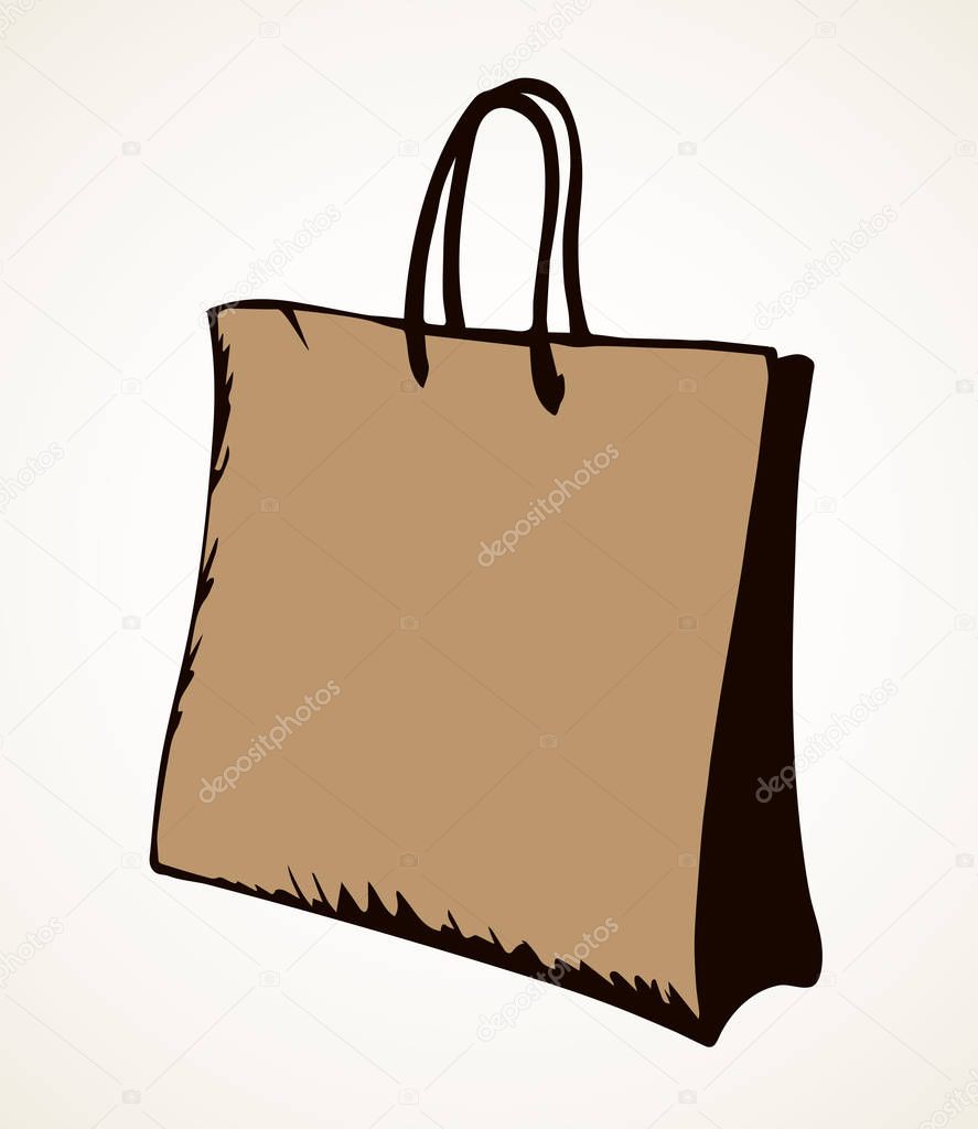 Paper bag for shopping. Vector drawing