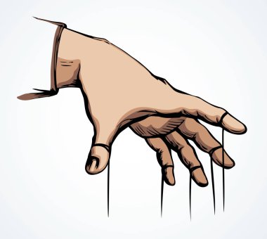 Adam bir kukla. Vektör çizimi