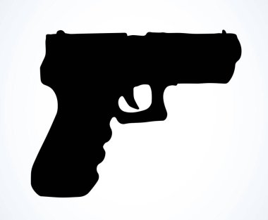 Yaklaşma hattı, yaşlı grunge power guard Colt shot 'ı savunuyor. Beyaz metin alanı tasarımı. Ana hatları siyah mürekkep çizdi. Hedef: Güvenlik. Eski av tüfeği saldırı logosu.