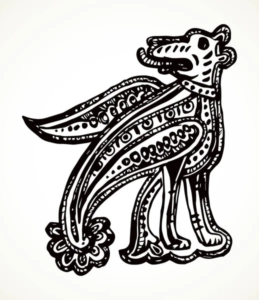판타지 포유류 잉크가 그려진 그려진 그림이 그려져 전형적 클로저 바바리 — 스톡 벡터