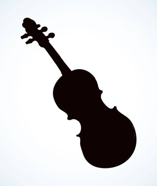 Yakın plan eski ahşap çubuk ses sanat objesi. Açık beyaz kağıt metin arkaplanı. Siyah mürekkep kalem el çizimi gitar etüdü resim tasarımı. Sanatçı karalama yazdırma biçimi