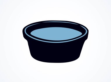 Beyaz banyo duvarında seramik daire, sabunlu tepsi tepsisi. Koyu siyah mürekkep, spa odası obje amblemi işareti çizmiş. Yazı için uzaya eski moda baskı şekli kazınmış. Görüntüyü kapat