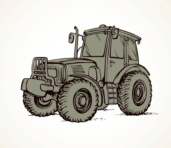 Κλασικό Χωριό Γης Agrimotor Βοηθητικό Μοντέλο Μεγάλο Καουτσούκ Λεωφορείο Freehand — Διανυσματικό Αρχείο