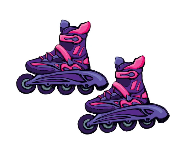 Novos Rodízios Corrida Freio Violeta Rollerblade Linha Design Pano Fundo —  Vetores de Stock