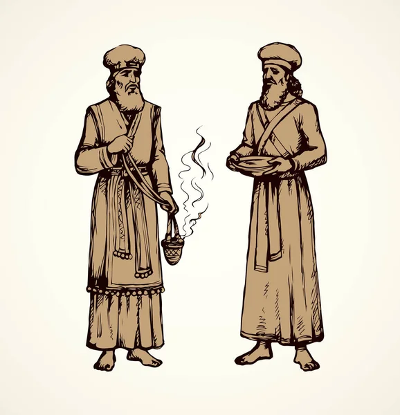Mozes Torah Historische Goddelijke Bediening Cultuur Oude Bebaarde Aaron Tuniek — Stockvector