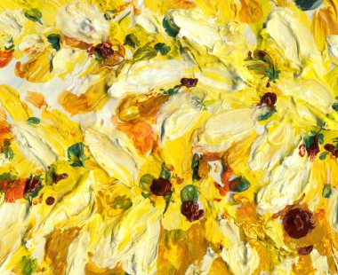 Parlak renkli yay desenli manzara. Hafif kağıda elle çizilmiş akrilik. Retro tuval fırça, gökyüzü sahnesi, metin uzay kartı taslak stili. Narin yeşil renk gür taze leylak glycine çalılık tomurcuk kümesi