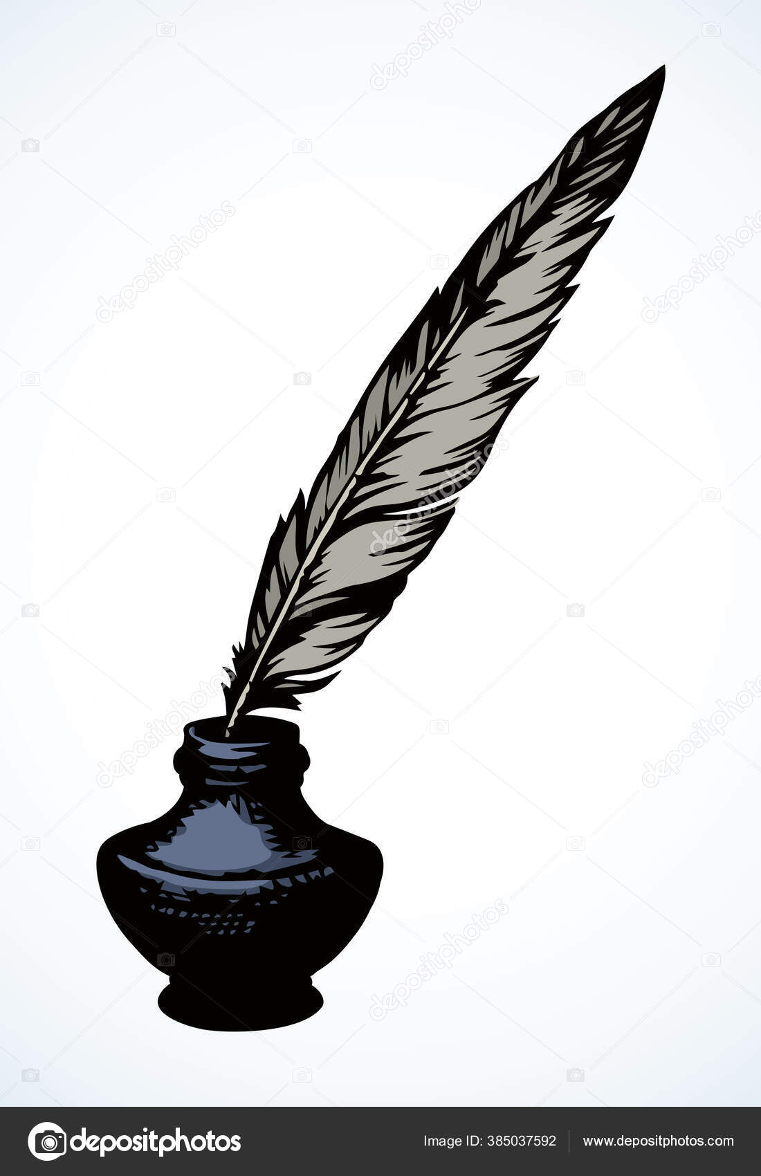 Old letters ink pot and quill pen vintage design Vector Image