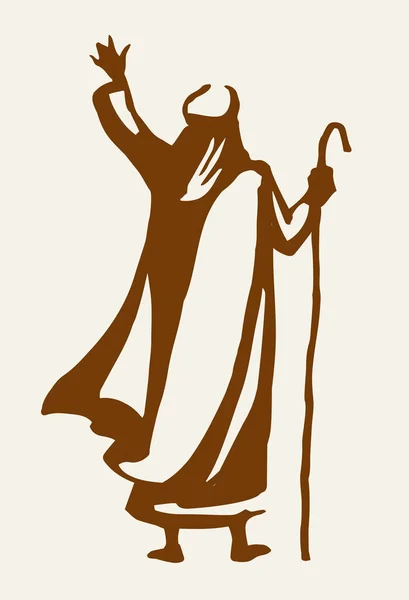 Антична Ішемічна Ікона Лідера Чоловічого Права Рабин Рука Персоналу Жестів — стоковий вектор