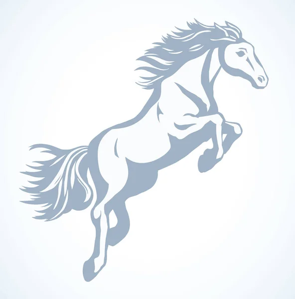 Prachtige Trots Witte Courser Slim Achterover Ranch Race Paddock Freehand — Stockvector