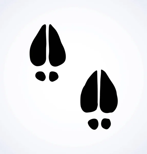 Flachbeinstempel Auf Weißem Matschigen Staubhintergrund Dunkelschwarzes Handgezeichnetes Emblem Mit Hufdruck — Stockvektor