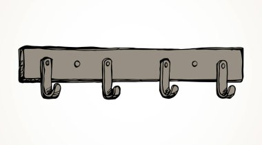 Beyaz salonun arka planında eski ahşap tahta pano dekoru. El çizimi siyah mürekkep desenli obje amblemi. Metin için uzaya retro sanat karikatür tarzı çizilmiş. Kapalı tutucu resim grafiği