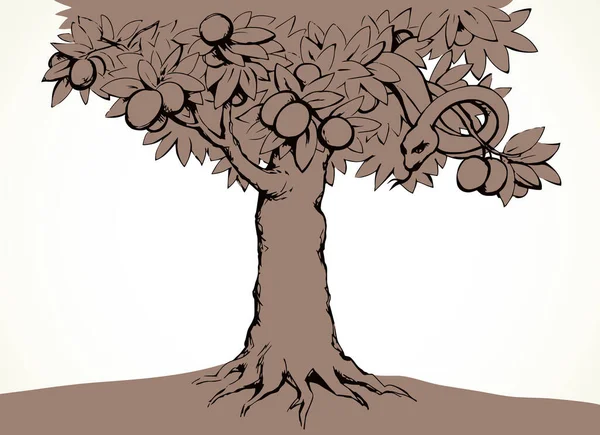 Forntida Läskiga Dödliga Huggorm Gift Trä Park Löv Växt Natursköna — Stock vektor