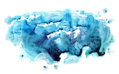 Modern tarzda metin çizimi için kağıt düşkünü bir alan üzerinde canlı suluboya dokusu. Renkli boyalı el, yakın plan soğuk göl lekelerini ışık kartına çizmiş. Grunge Fantastik Donanma Benek Tasarımı Macro görünümü