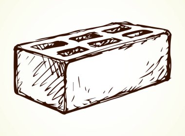 Yeni şirin bekar evi, kahverengi tuğlalı diy. Serbest karalama siyah çizgisel kalem el tasarım konsepti nesne amblemi sanat karalama gravür yazdırma biçimi. Yakın görünüm ışık kağıdı metin alanı arkaplanı