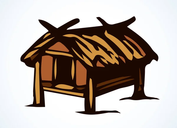 Уютный Маленький Бедный Старенький Тайский Камыш Отдыха Защищает Сарай Крыше — стоковый вектор