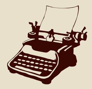 Eski klasik satır yazı tipi nesnesine beyaz metin uzayı üzerinde basın. Taslak siyah mürekkep kalem el çizimi yaratıcı editör yeni kelime blog fikir logosu tasarımı çizimi çizimi sanatçı doodle karikatür tarzı. Görüntüyü kapat