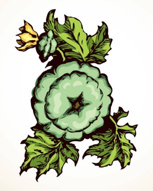 Yakın çekim, olgun, çiğ, sebzeli, küçük tomurcuk, metin alanı. Çizgi siyah el çizilmiş botanik vejetaryen sağlık diyeti ürünü ürün simgesi logo tabela tasarımı. Klasik karalama karikatür stili yakın çekim görünümü