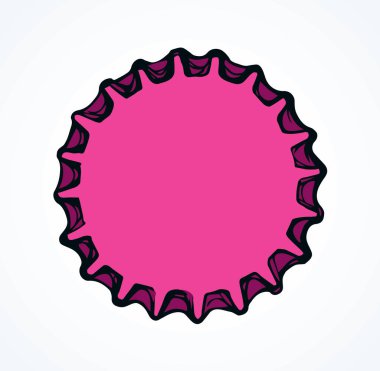 Beyaz boşlukta yazı için eski çelik kola kaplaması şekli. Parlak pembe el çizilmiş cam patlamış içki kokteyli logo piktogram rozet afiş çerçevesi çerçeve tasarımı sanat retro karikatür tarzında. Makro görünümü kapat