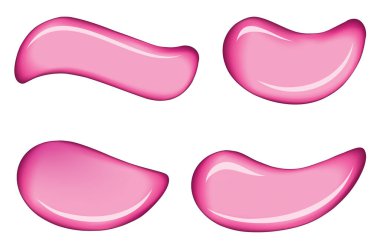 Kıpkırmızı kıvrımlı renkler beyaz arka fonda diş minesi boyası yayılmış. Pürüzsüz, parlak, dökme örneği serpiştirme tasarım yüzeyi. Sanat, yumuşak, ıslak, allık sembolü. Metin için boşluk ile makro görünümü kapat