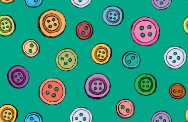 Koyu yeşil giyim dekor üzerine kurulmuş modern sevimli damızlık tokası aracı. Parlak çoklu renkli obje amblemi eskimiş sanat karalama stiliyle metin için malzeme alanı üzerine çizilmiş. Görüntüyü kapat