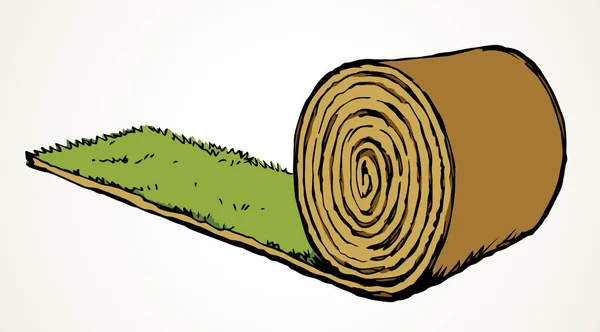 カール豪華なVipリールアンロールは白い紙のテキストスペースにレイアウトされます 概要黒手描き緑の草原植物フラットパッドオブジェクトのロゴデザインコンセプトレトロなアートドア漫画の印刷スタイルで クローズアップビュー — ストックベクタ