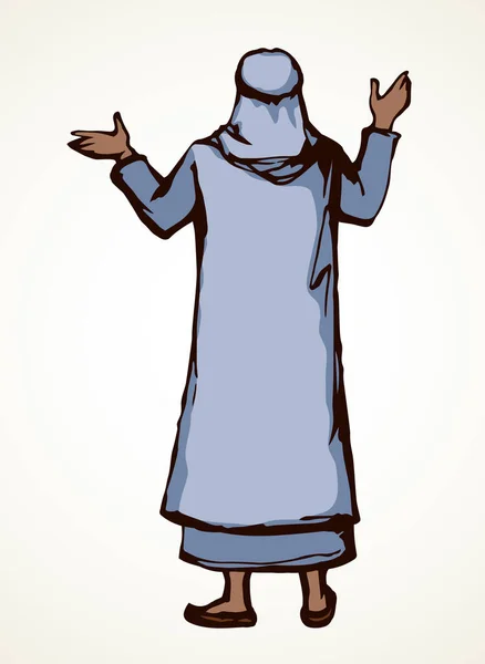 Beduino Rabbino Antico Ragazzo Sciarpa Velo Cappello Stile Vecchia Bibbia — Vettoriale Stock