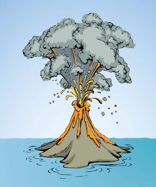 Potencia Antigua Gran Quemadura Calor Estalló Escena Del Arroyo Vulcano — Archivo Imágenes Vectoriales