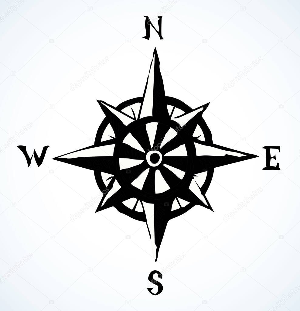 Ancient grunge road point view. Light white paper texture text space backdrop. Line black ink hand drawn earth trip sea way gps plan logo emblem banner design in art cartoon outline doodle print style