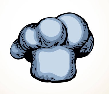 Kapalı, eski Fransız mutfağının kaputu. Siyah mürekkep kalemle çizilmiş başlık tasarımı retro sanat karalama çizgisi siluet baskı stili. Görünüm ışık kağıdının metin arkaplanını kapat