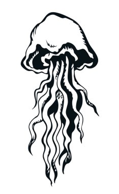 Büyük balina yağı hissedici, solgun, ısırgan balığı şekilli. Serbest ve siyah mürekkepli el, basit ıslak hayvanat bahçesi amblemi, retro sanat karalaması, kabartma baskı biçimi. Görünüm ışık kağıdının metin arkaplanını kapat