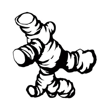 Çiğ Hint taze Zingiber ofis tipi kağıt kaplama arkaplanı. Eski büyük mutfak ekosu silueti amblem logo tasarımı eskimiş çizgi çizimi sanat karalaması oyma tarzı