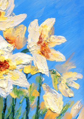 Parlak modern gouache boya pastel eskiz desen görünümü. Canlı el çizimi akrilik botanik tomurcuk sapı bitki posası retro yaratıcı kağıt kanva fırça tebrik kartı tarzı. Turuncu renkli gri gökyüzü sahnesi