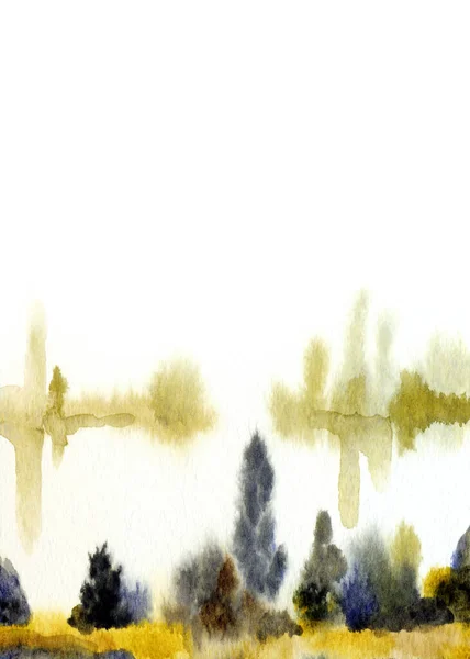 Pittura Acquerello Disegnato Mano Schizzo Luce Spazio Testo Carta Rurale — Foto Stock