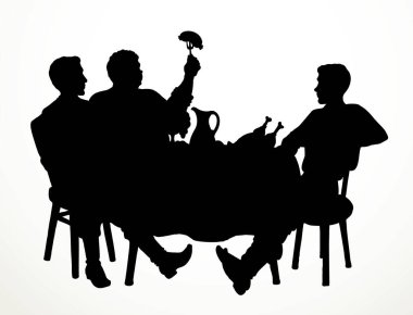 Komik, mutlu, aç, genç adam bira dükkanında atıştırmalık beyaz mesaj alanı. Ana hatları siyah mürekkep çizilmiş eski eğlenceli ev yapımı menü insan menüsü ikonu işaret işareti antika sanat karikatürü kraliyet hikaye tarzı