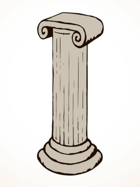 Yaş Doric süslemesi, Roma mermeri seyahat tapınağı dekoru, pilon bloğu oyma, temel podyum ışık duvarı görüntüsü, metin alanı arkaplanı. Siyah mürekkep kalem el çizimi logo konsepti karalama sanatçısı tarzı