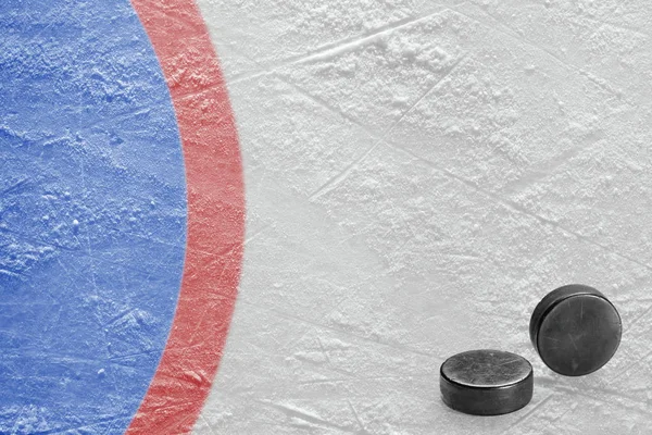 Fragment Des Torwartfeldes Und Eishockey Pucks Konzept Hockey Hintergrund — Stockfoto