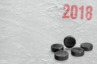 Buz hokeyi platformu contalar ile parçası. Kavramı, hokey, arka plan