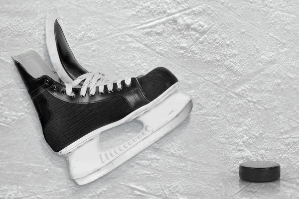 Hockey skates and ice washer. Concept, hockey, background