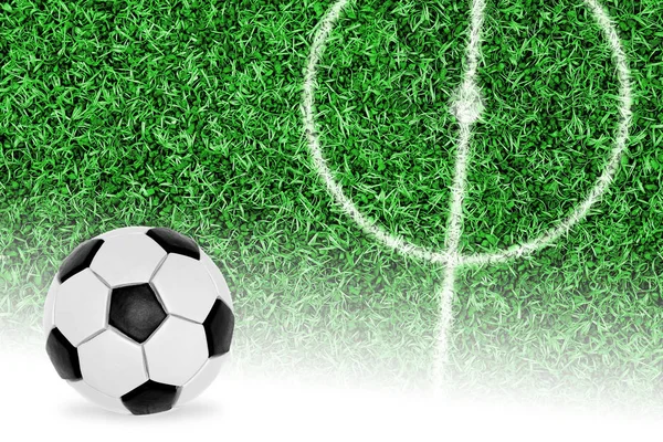 Fragment Eines Fußballfeldes Und Eines Balls Konzept Hintergrund Fußball — Stockfoto