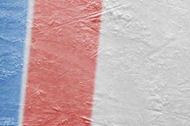 Buz hokeyi arenada kırmızı ve mavi çizgiler. Kavramı, hokey, arka plan