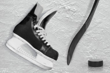Hokey paten, atıcı ve contalara baktın ve buz. Kavramı, hokey, arka plan