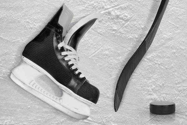 Hockey Schaatsen Putter Wasmachine Ijs Concept Hockey Achtergrond — Stockfoto