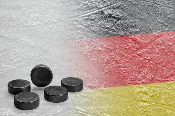 Hokey Adam Alman Bayrağıyla Bir Görüntü Kavramı Hokey Arka Plan — Stok fotoğraf
